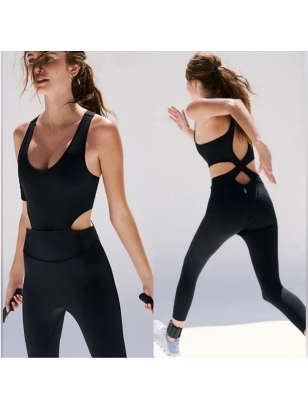 Black Cutout Active One-Piece Free People Jumpsuit